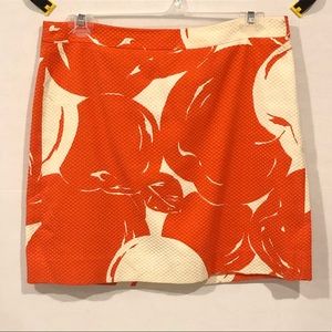 J Crew Orange & White Mini Skirt Sz 4